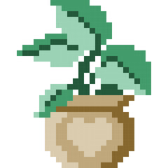 Fototapeta premium Tree cartoon icon in pixel style