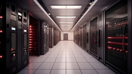 Clean and Simple Realistic IT Data Center Server Room. AI generated