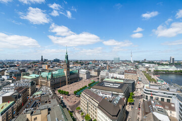 Fototapeta na wymiar Aerial view of Hamburg in summer