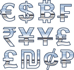Geld Symbole als Chrom Variationen