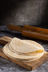 Pita tortillas. Pile of fresh homemade tortillas.