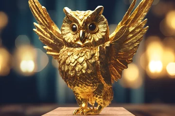 Papier Peint photo Dessins animés de hibou golden owl statue