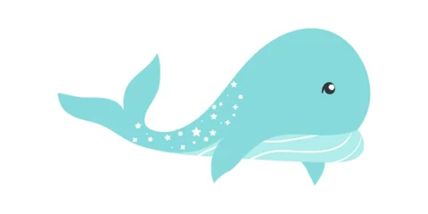 Crédence de cuisine en verre imprimé Baleine Magical Whale Illustration. Baby Nursery Element Illustration