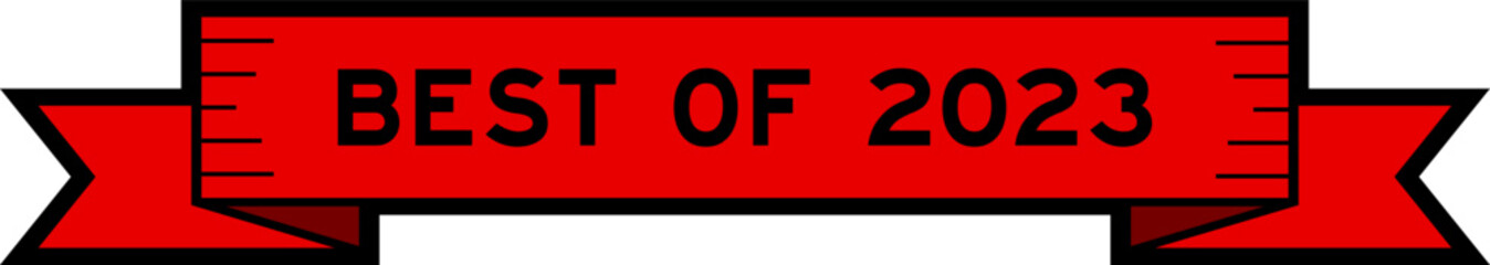 Ribbon label banner with word best of 2023 in red color on white background