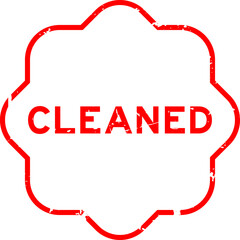 Grunge red cleaned word rubber seal stamp on white background