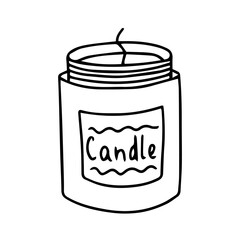 Doodle candle in bottle sketch