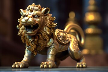 Fototapeta na wymiar golden lion statue