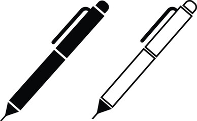 Pen, write icon. line and glyph version, Signature pen outline and filled vector sign. linear and full pictogram. Symbol, logo illustration. Different style icons set