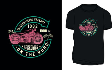 Vintage motorcycle  Retro style t-shirt graphic. 