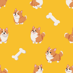 seamless pattern with corgi dog