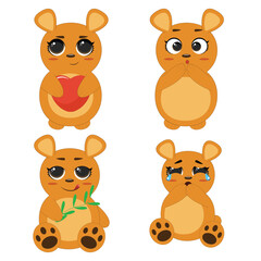 Bear vector set cartoon animal character and cute brown grizzly bear illustration animalistic set children's teddy bear isolated on white background