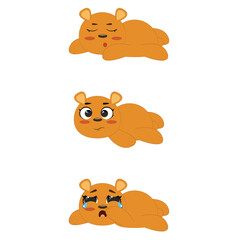 Bear vector set cartoon animal character and cute brown grizzly bear illustration animalistic set children's teddy bear isolated on white background