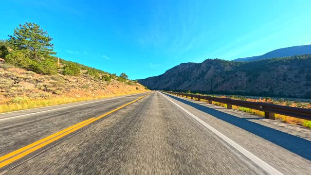 Driving into San Isabel National Forest Colorado USA
