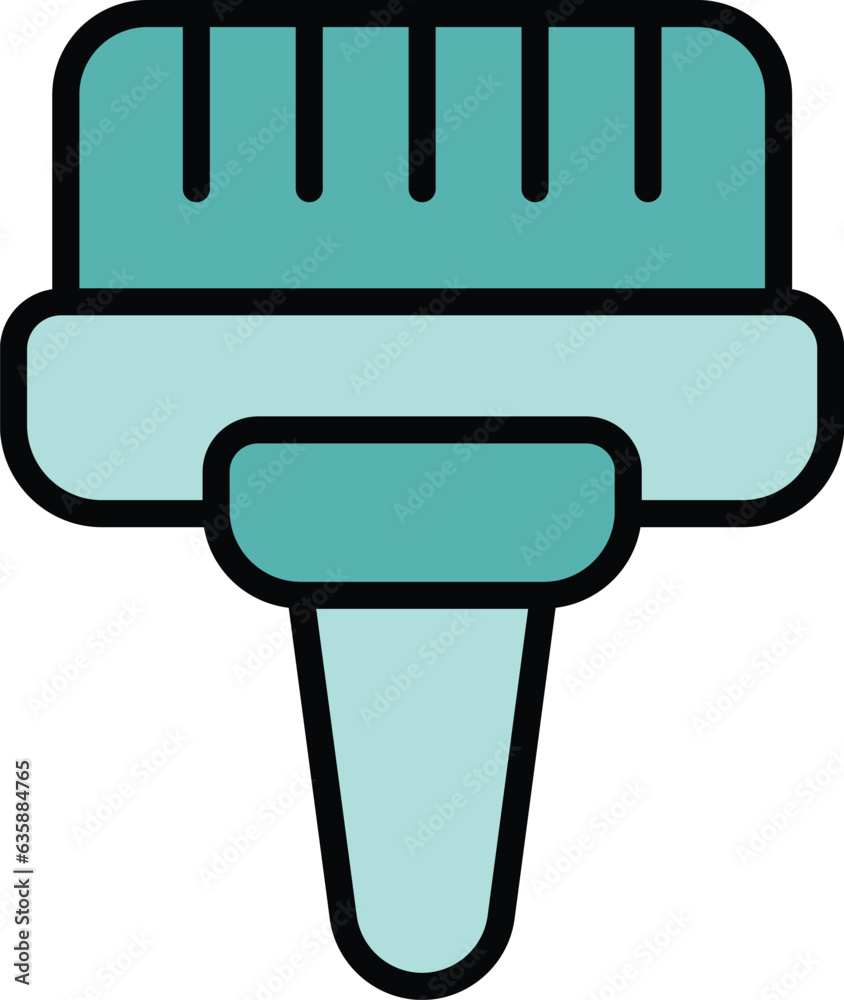 Sticker Hair salon brush icon outline vector. Beauty cut. Woman tool color flat - Stickers