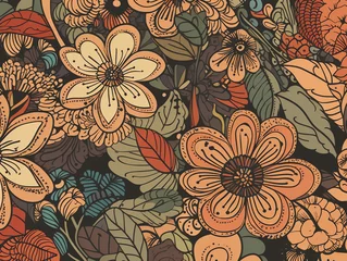 Deurstickers flowers pattern seamles organic style © Rosyad