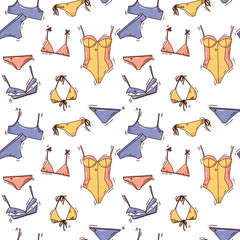 cute vector seamless pattern with cartoon swimsuit