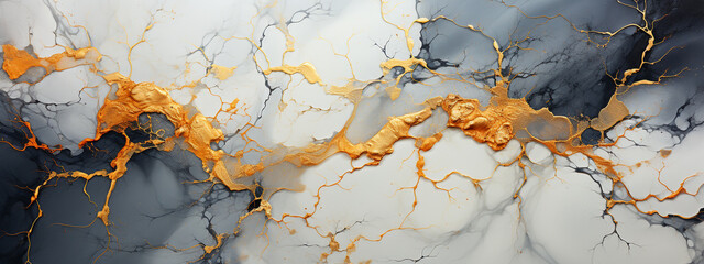 marble wall texture with golden veins close-up. Generative Ai.  - obrazy, fototapety, plakaty