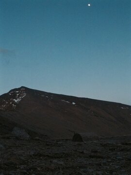 view of caldera refuge and mulhacen peak at sunset in sierra nevada mountains