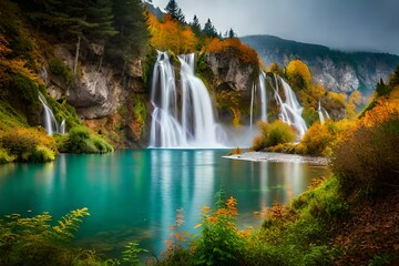 waterfall in autumn