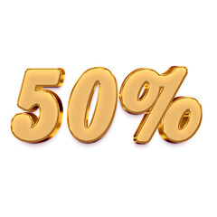 Number 50 percent for promotion style 3d