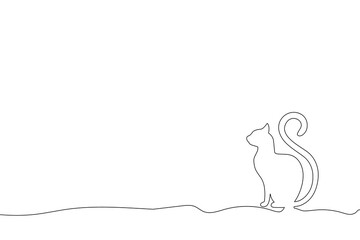 cat silhouette, one continuous line