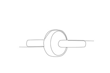 Flat icon of a single continuous line drawing of ab slide wheel. Outline symbol for web or mobile app design. Dumbbell outline pictogram. Single line drawing vector graphic
