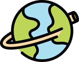 Global fiber icon outline vector. Internet network. Data computer color flat