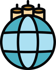 Global optic fiber icon outline vector. Internet cable. Network fibre color flat