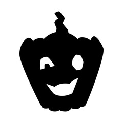 Halloween pumpkin with carved face black silhouette cartoon vector illustration isolated on white.