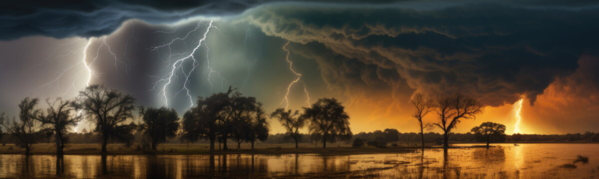 new age of destruction by global warming. Hand edited generative AI.