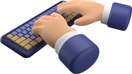 3D Hands Typing on Keyboard Illustration