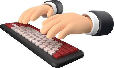 3D Hands Typing on Keyboard Illustration