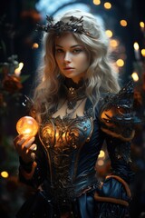 Fototapeta premium Capture the magic of Halloween Woman portrait with unique costume and gestures