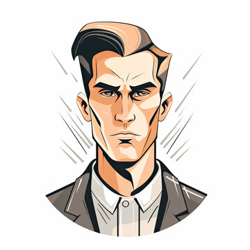 Confident male character cartoon illustration - Generative AI.