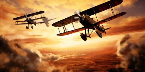 Aerial battle World War One - obrazy, fototapety, plakaty