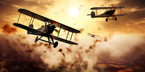 Aerial battle World War One - obrazy, fototapety, plakaty