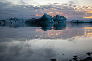 Jökulsárlón Glacier Lagoon is a lake dotted with towering icebergs carved from the Breiðamerkurjökull glacier.