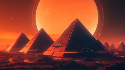 Futuristic Pyramids on an Alien Planet AI Generative