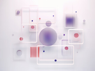 A harmonious planar composition of squares and circles. Created with generative Ai technology.