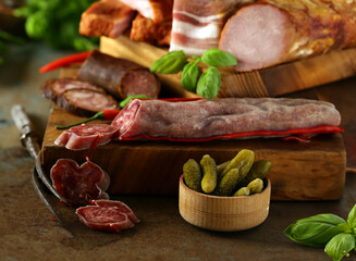 deli meats sausage, ham, bacon