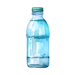 Naklejka premium Water bottle isolated on white background in watercolor style
