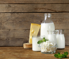 assorted dairy product cottage cheese, cheese, milk