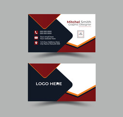 creative business card and name card horizontal simple clean template 
vector . business card layoutModern geometric business card.Red corporate business card,
name card template ,horizontal simple cl