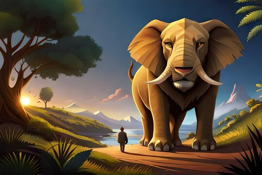 Elephant X lion mix imafe