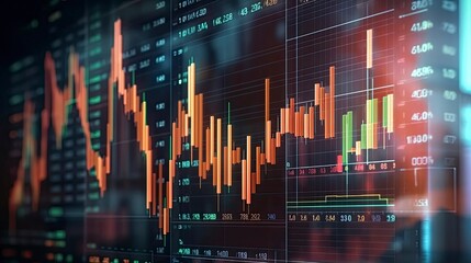 Investment and Financial Concept, Bearish Graph and candle stick, Growth market, Loss market. Generative AI.