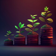 Planting the seeds of success, the journey of business growth, money growth, saving and investing concept, personal finance background, conceptual imagery of financial concepts. Generative AI