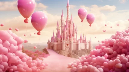 Fototapete Fantasielandschaft Pink princess castle