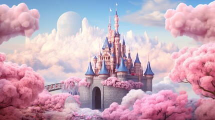 Fototapeta Pink princess castle obraz