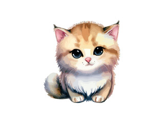 Cute Baby Watercolor Cat Clip Art