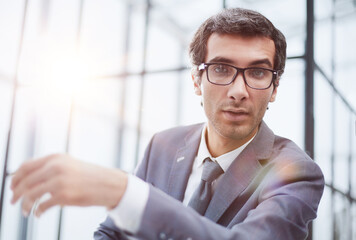 young man having online conference from home